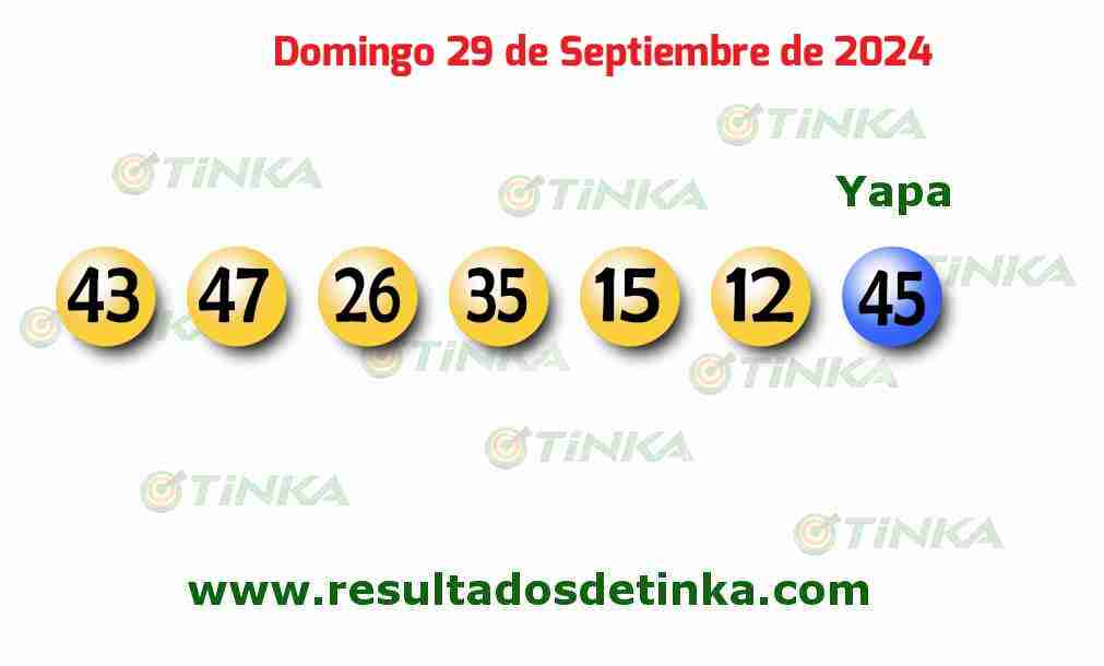 Tinka del Domingo 29 de Septiembre de 2024