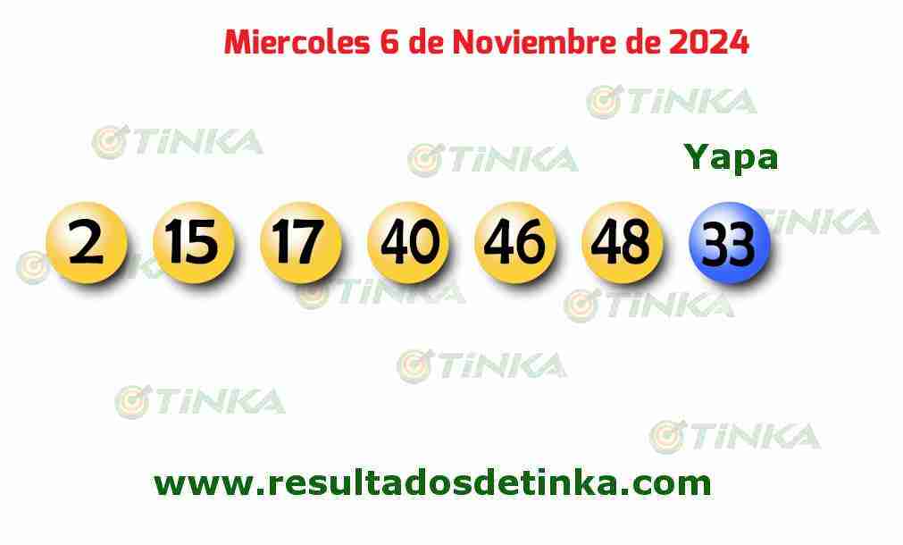 Tinka del Miércoles 6 de Noviembre de 2024