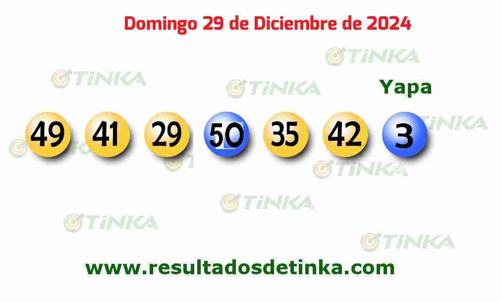 Tinka del Domingo 29 de Diciembre de 2024