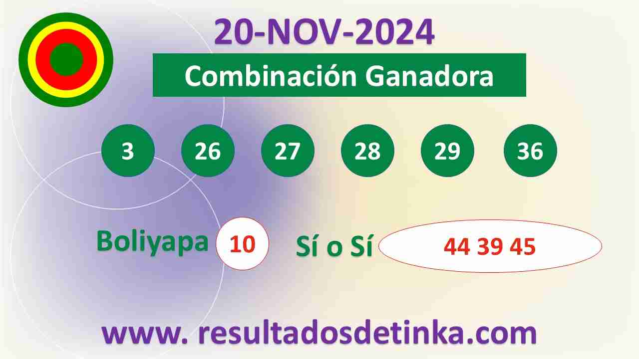 Resultados Lotería Intralot de Perú del Miércoles 20 de Noviembre de 2024