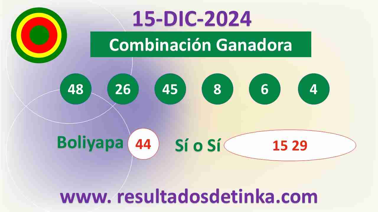 Tinka del Domingo 15 de Diciembre de 2024